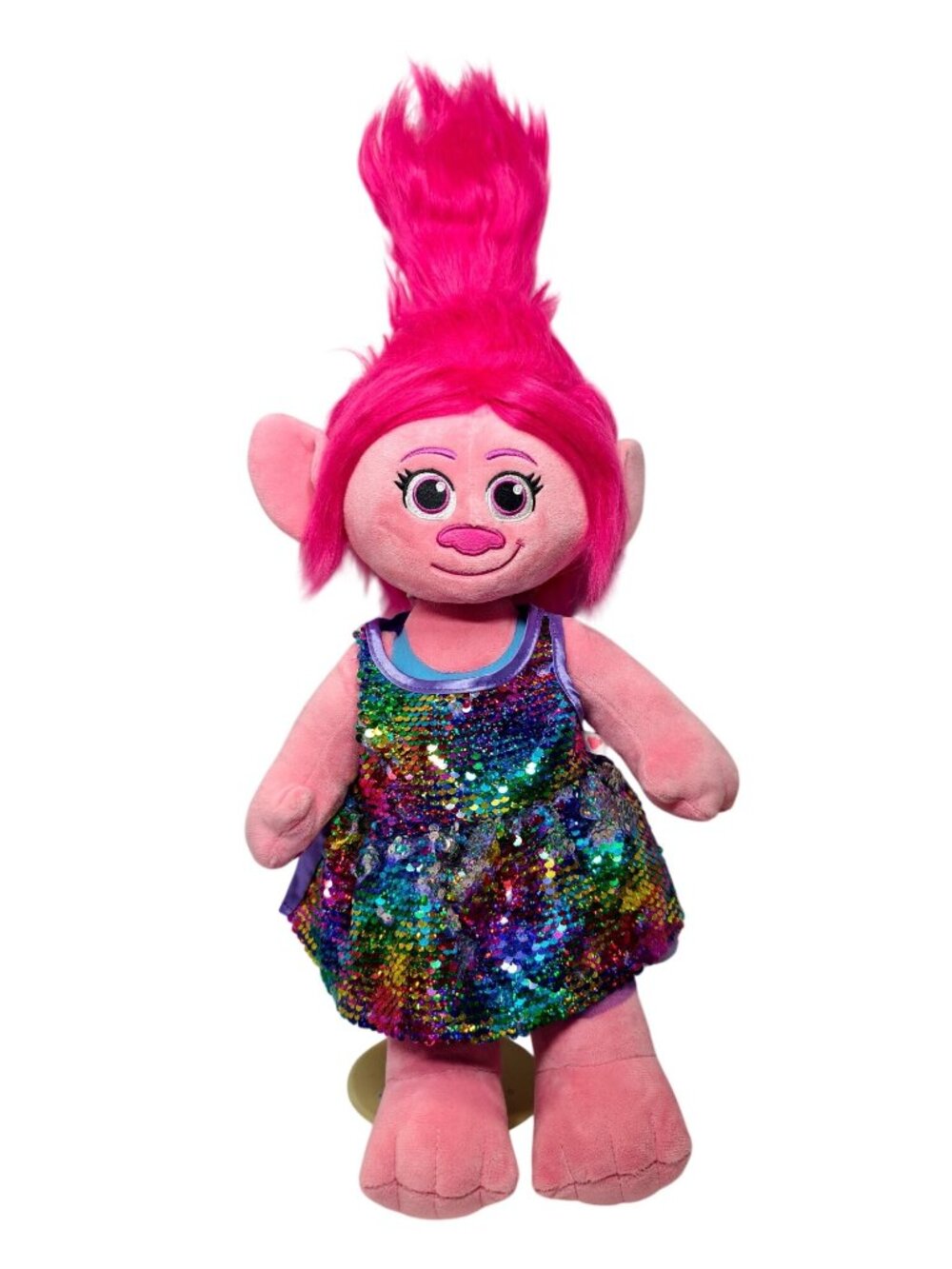 DreamWorks Trolls Poppy 19" Build-A-Bear Plush With Pink Hair & Sequin Dress 19"